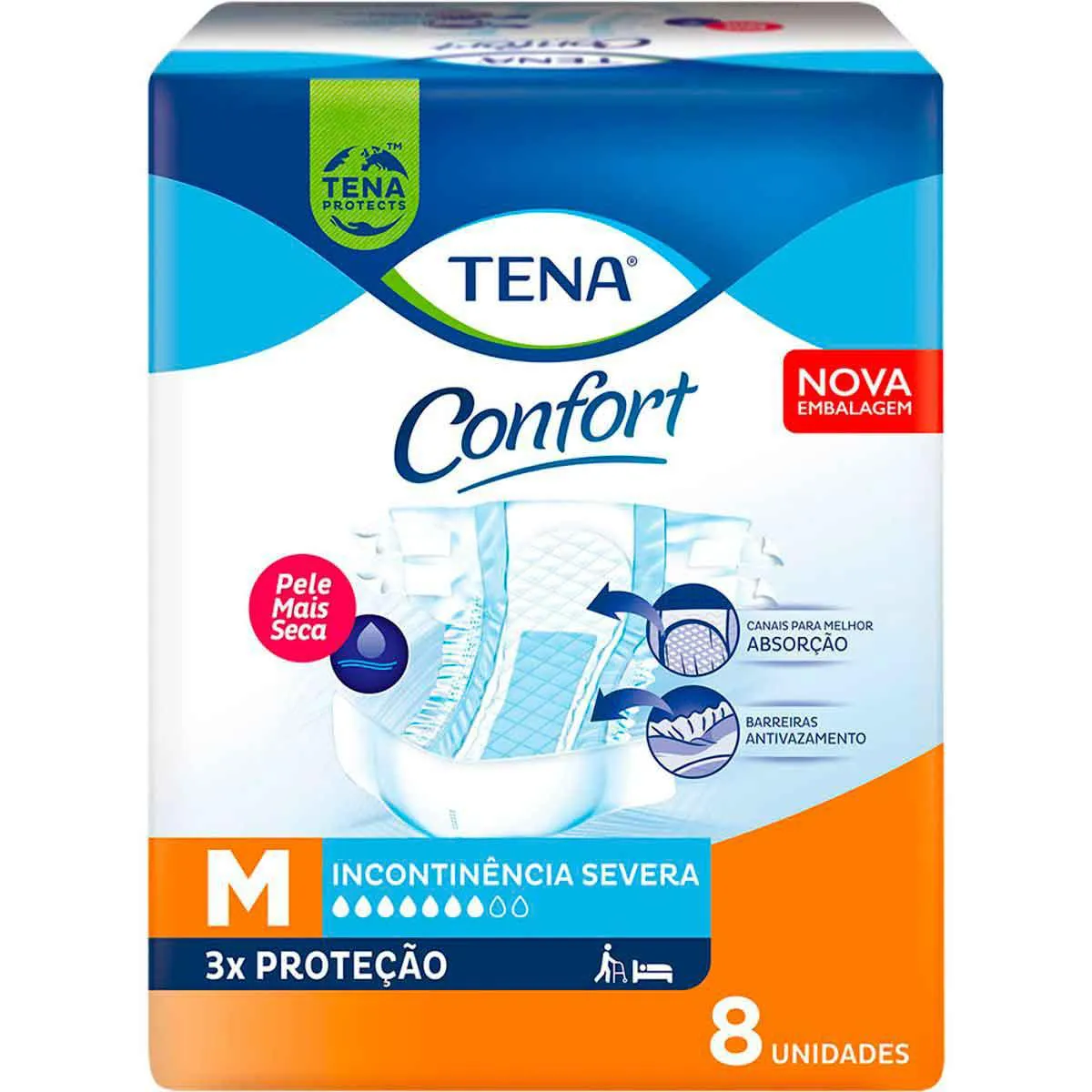 FRALDA BIOFRAL TENA CONFORT M 8X9