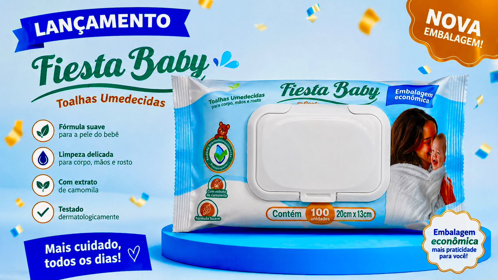 TOALHA UMED. FIESTA BABY PREMIUM C/100